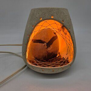 Vintage Eagle-Themed Ceramic Electric Night Lamp 5.5" Tall